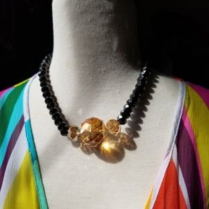 Black & Gold Crystal Statement Necklace